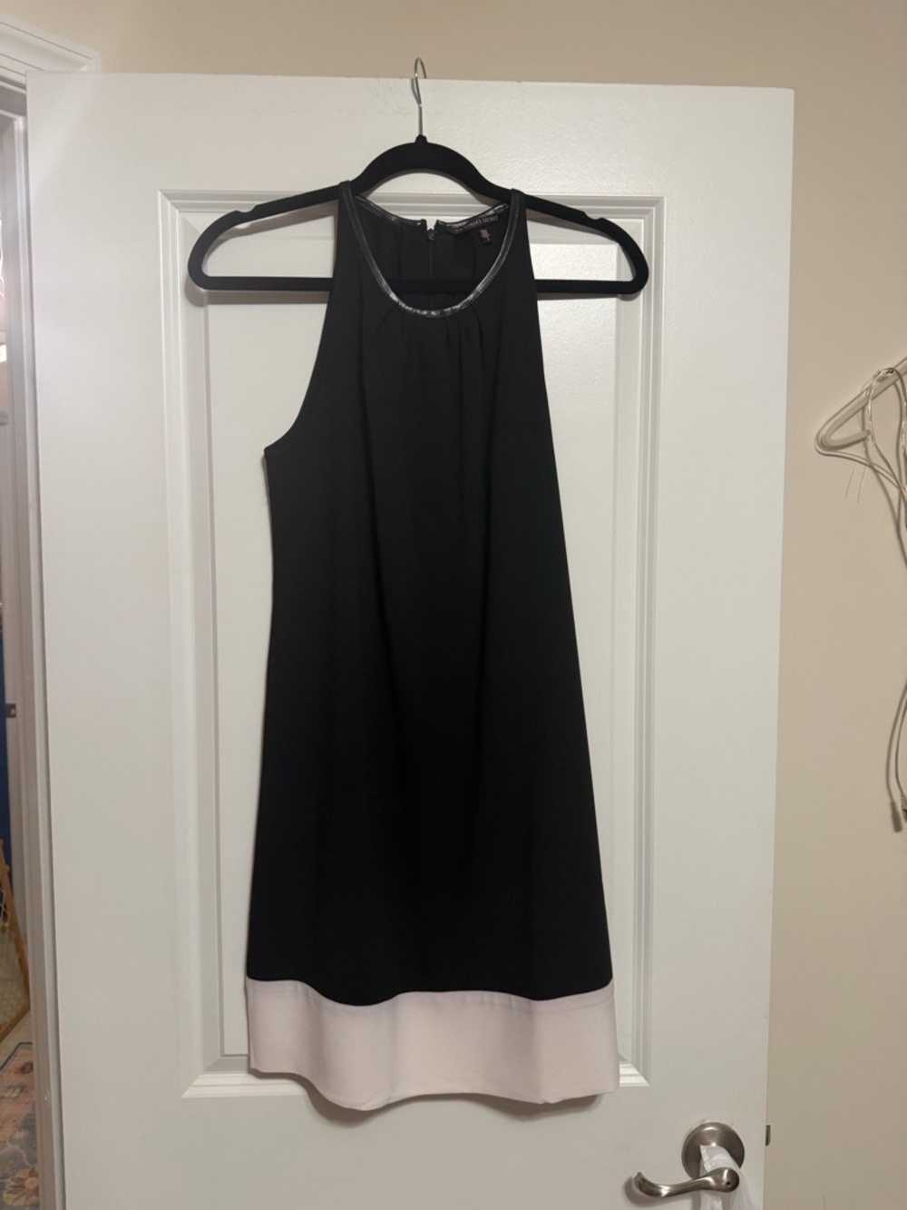 Vintage Victoria's Secret Black Mini Dress with Cream Hem Size 2 NWOT